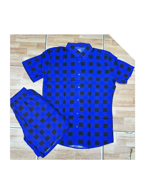 Conjuntos xadrez Masculina Manga curta viscose