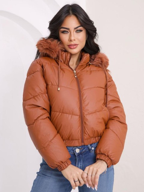 Jaqueta purk couro fake feminina
