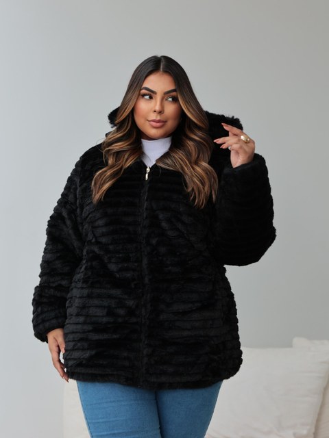 Jaqueta plus size dupla face