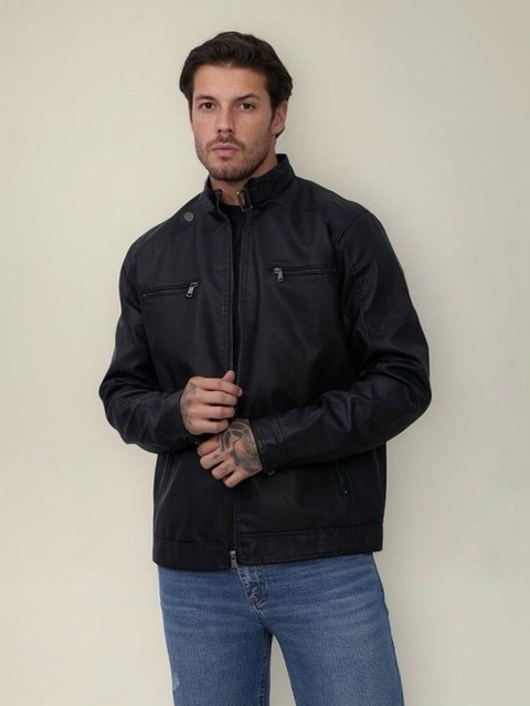 Jaqueta masculina couro fake