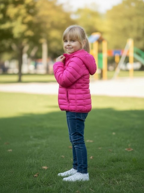 Jaqueta infantil nylon Peluciada por dentro capuz removível