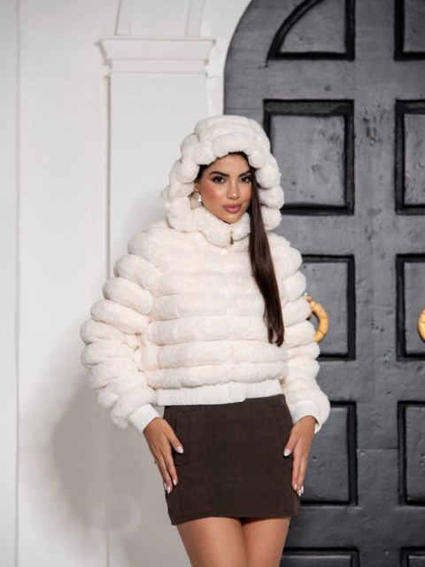 Jaqueta puffer de pelo