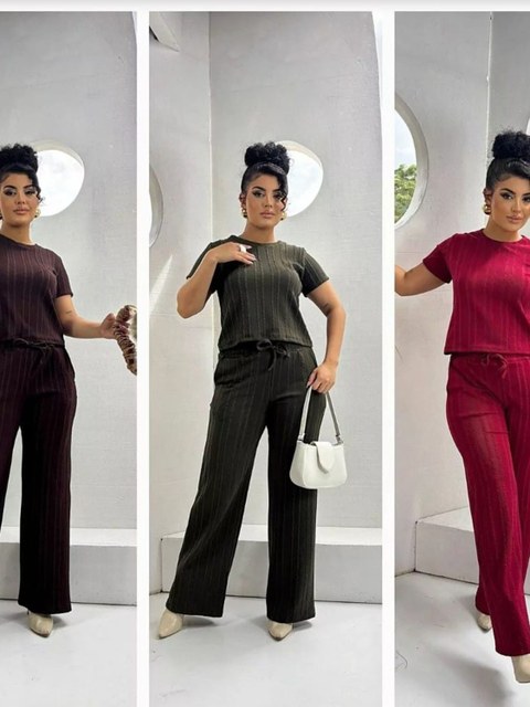 Conjunto Canelado Premium Manga Curta