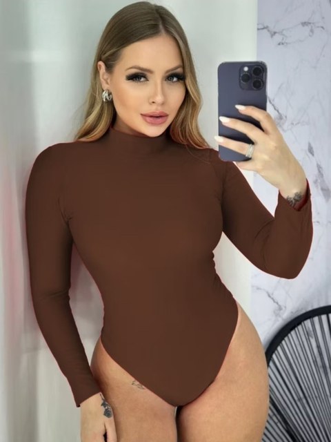 Body manga longa gola