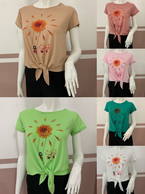 Blusa feminina canelado estampado 0013