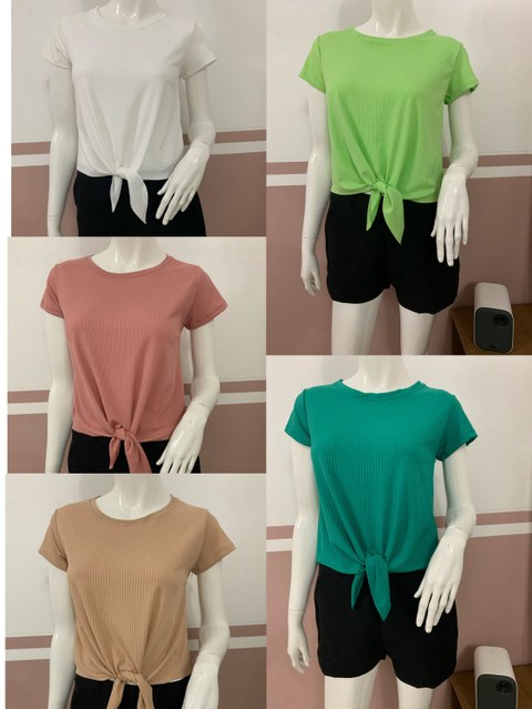 Blusa feminina canelado liso