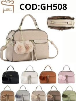 Bolsa Baú de Tiracolo com Pompom - GH508