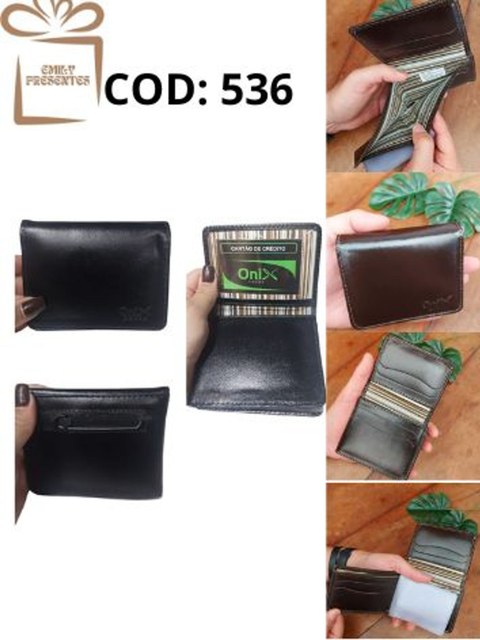 Carteira Masculina Básica Couro Onix com Porta Moeda de Zíper-  11cm * 09cm-536