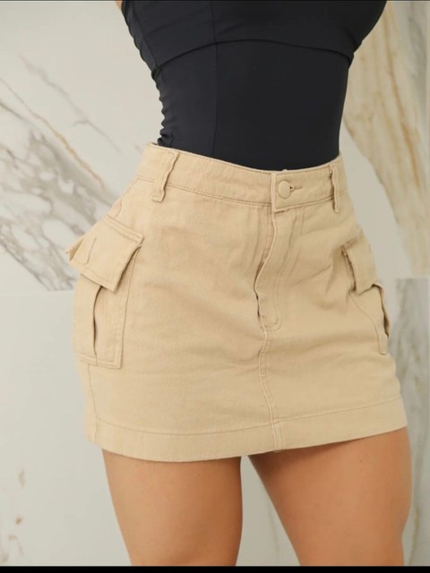 ✨️MINI SAIA CARGO SARJA NUDE✨️
