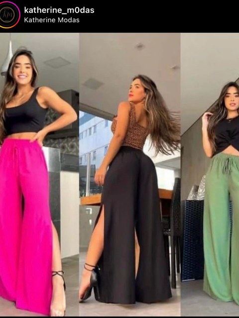 Calça pantalona viscose com forro