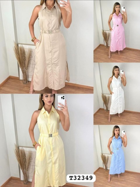 KIT 24 Vestido longo listrado tendencia