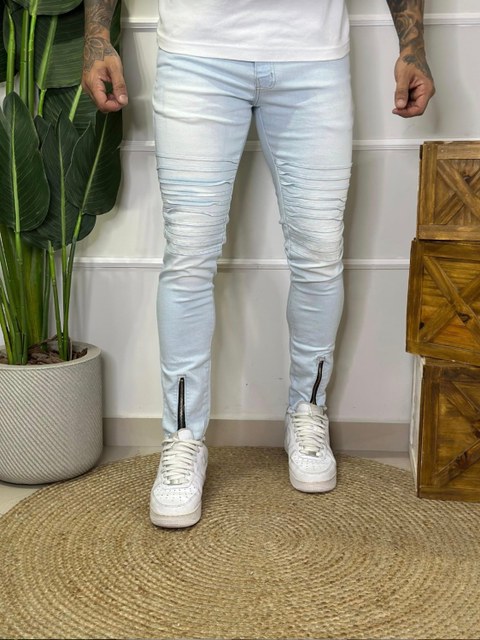🔵CALÇA MASCULINA JEANS SKINNY ZÍPER NA BARRA🔵