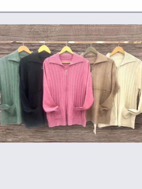 Suéter Jaqueta de Tricô com Bolso M176