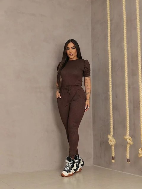 Conjunto Canelado manga curta