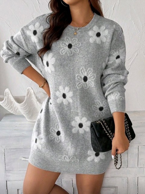 Vestido Flores Tricot