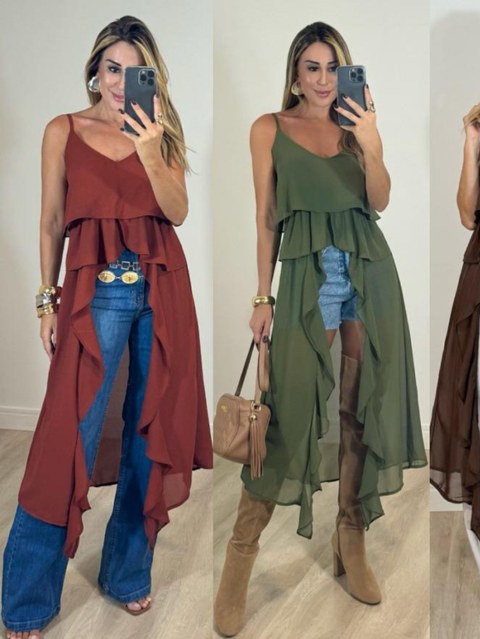 Blusa vestido  capa crepinho