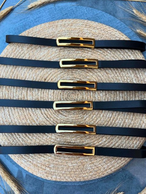 Cinto de Couro com fivela dourado