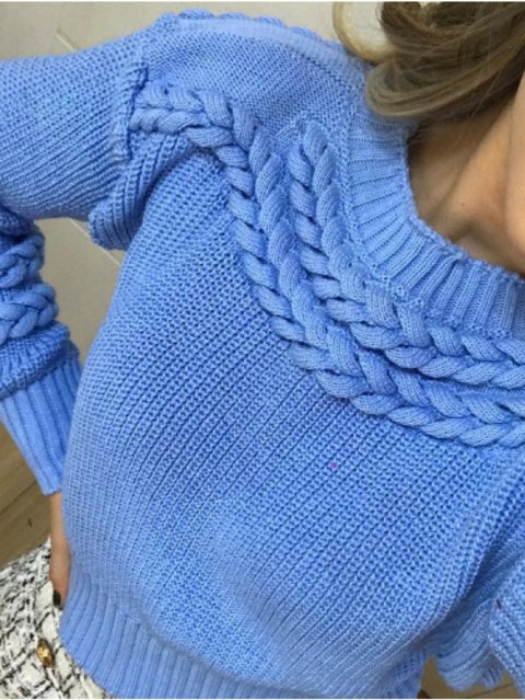 Blusa Feminina Tricot Manga Longa Com Trança Inverno