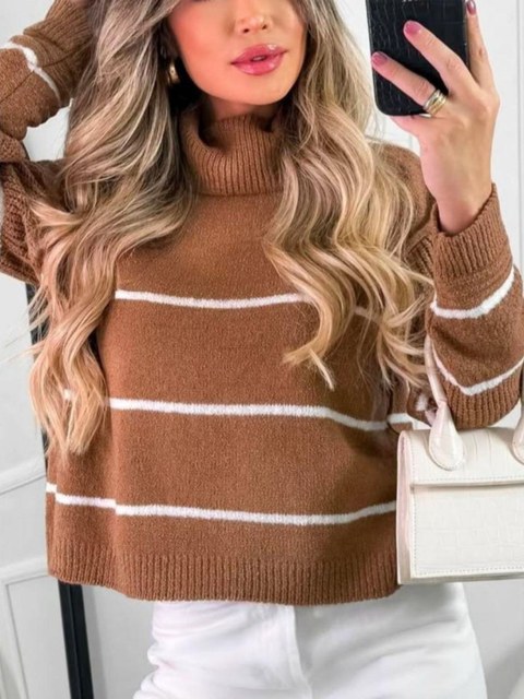 Blusa modal gola alta listrada