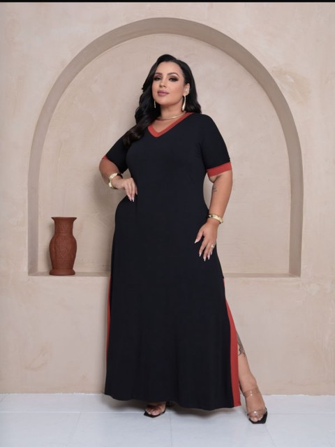 Vestido bicolor viscolycra Plus Size