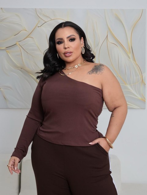 Cropped nula manga ribana Plus Size