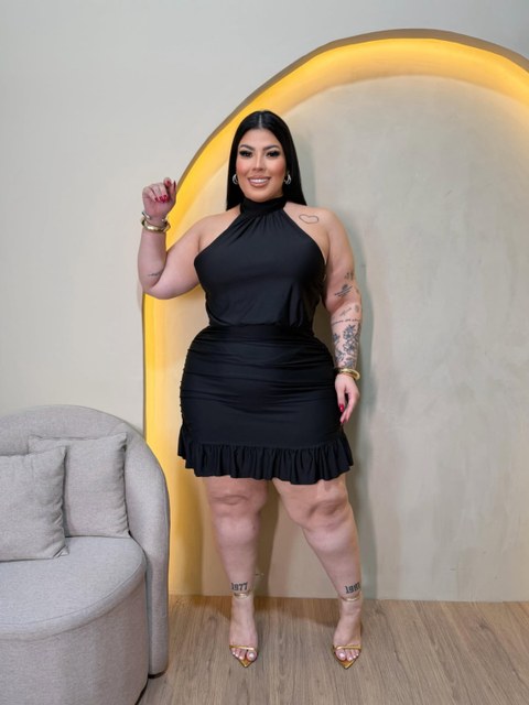 Vestido gola alta Keise Plus Size