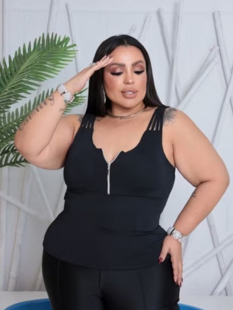 Cropped zíper Isabela Plus Size