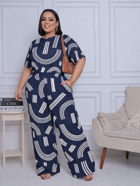 Conjunto calça estampado Plus Size