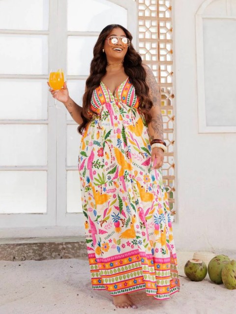 Vestido longo Maldivas farm Plus Size