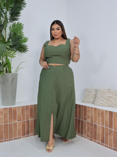 Conjunto saia longa Plus Size
