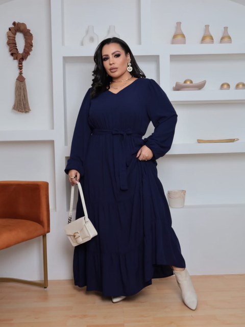 Vestido manga longa Virgínia Plus Size