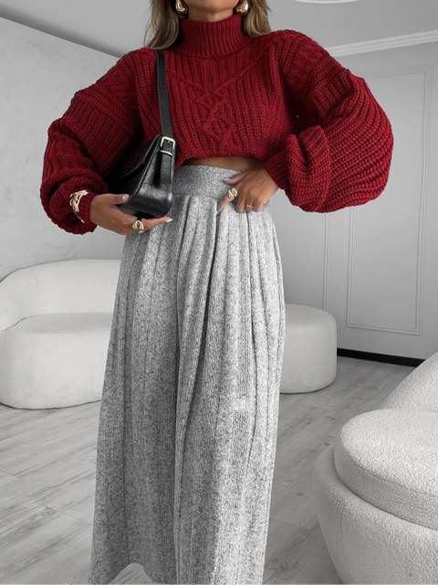 Saia longa plissado camurça lançamento