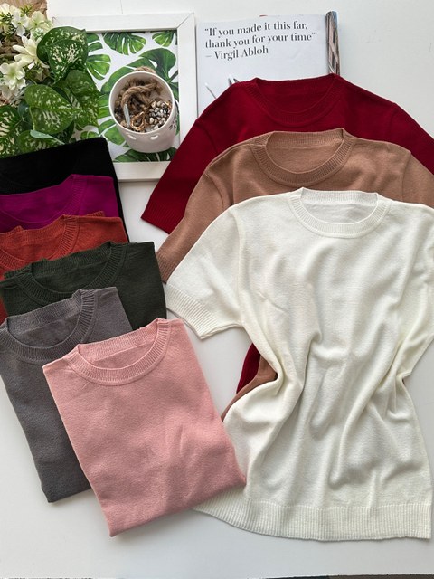 Blusa com manga curta básica clássico