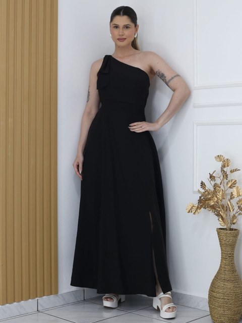 Vestido longo nula manga  Laço 542#