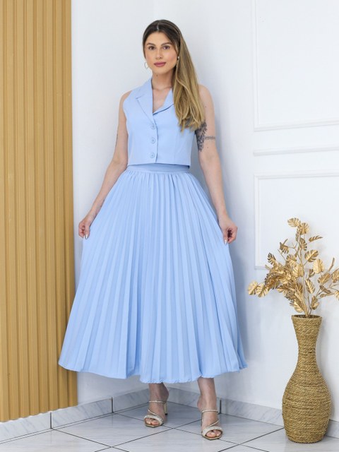Conjunto  Saia Plissada  twill 573#