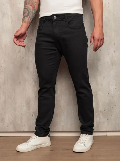 calça jeans masculina com elastano cor preta