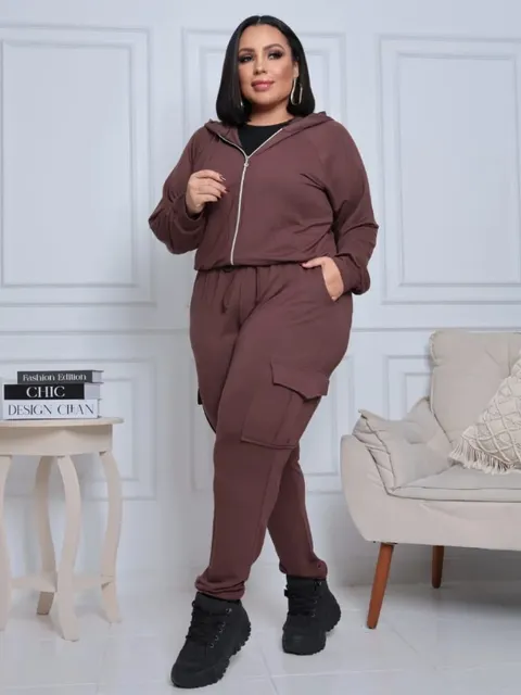 Conjunto moletinho cargo plus size ju