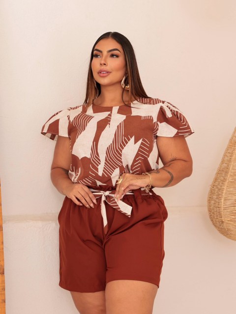 Conjunto estampado plus size Mk