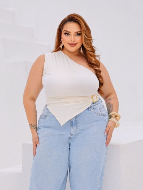 Blusa assimétrica argola orgânica