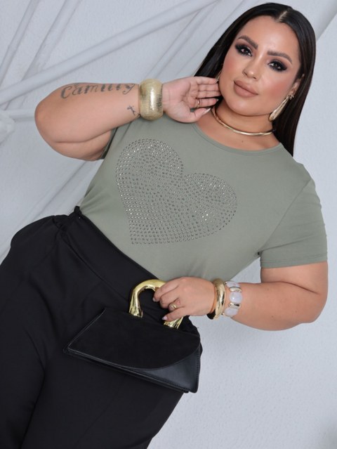 T-shirt strass plus size mel