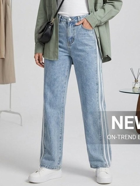 Calça wide leg listra  2 jeans marmorizado