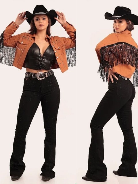 Calça flare country jeans feminina