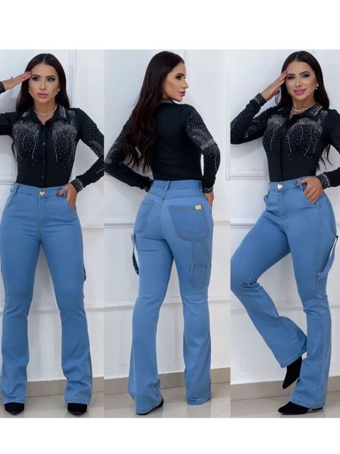 Calça flare country jeans feminina