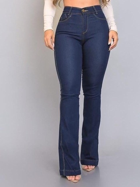 Calça flare jeans feminina