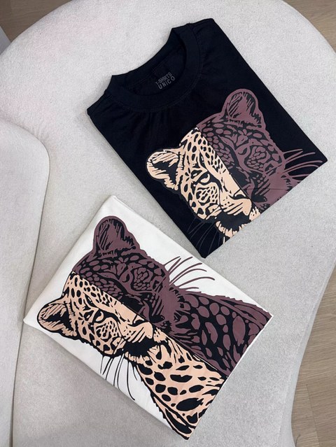 T-shirt onça estampada 100% Algodão