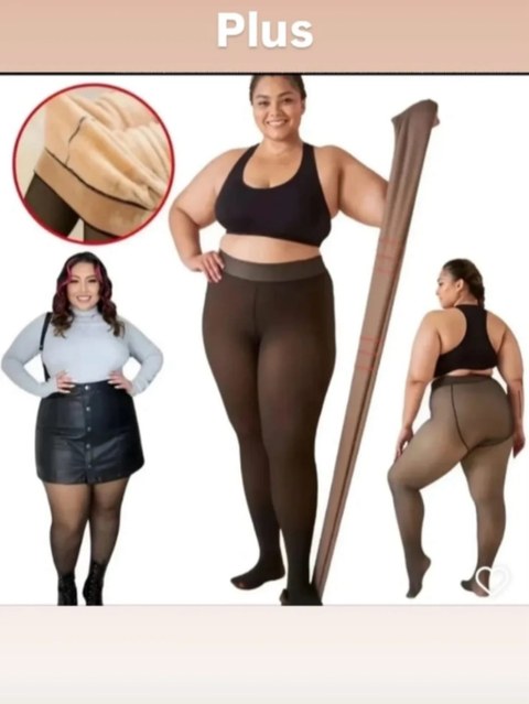 Meia calça plus size peluciada