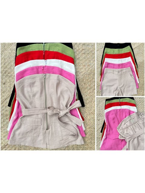 Conjunto em marrant bermuda e blusa tomara que caia