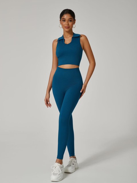 Conjunto de Calça com Gola Cnelado Poliamida