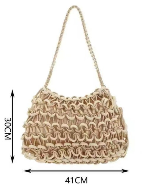 Bolsa Hobo malha vazada detalhe rosé gold 86071