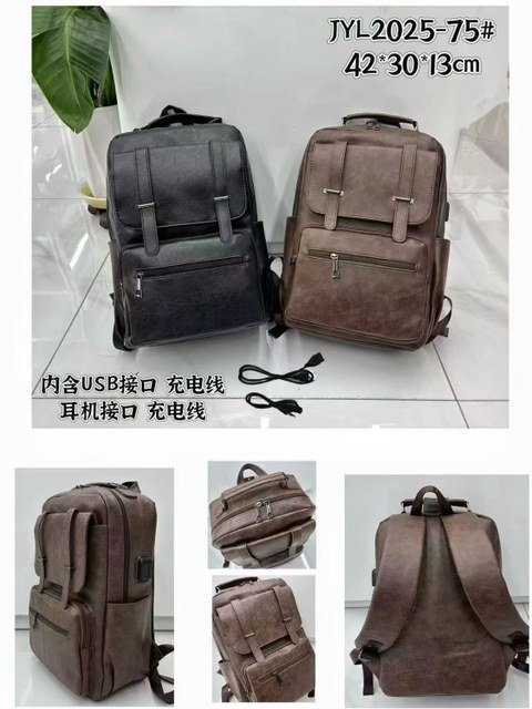 Mochila Masculina 2025-75 Couro Sintético com USB
